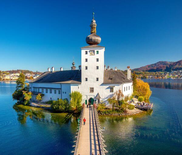 Seeschloss Ort on its island in the Traunsee at Gmunden