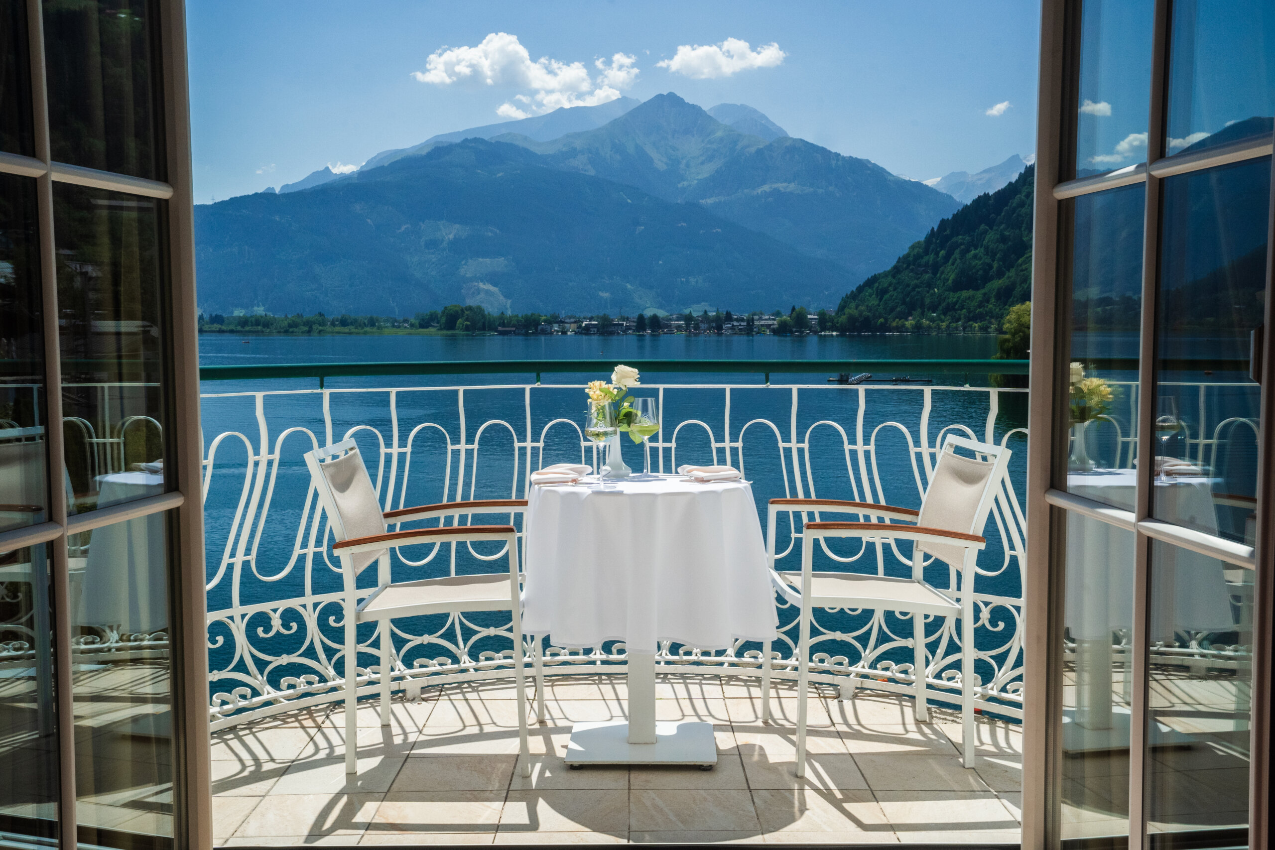 Grand Hotel Zell am See, private lakeside terrace overlooking Lake Zell