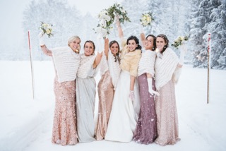 Ski holiday and wedding day in the Alps