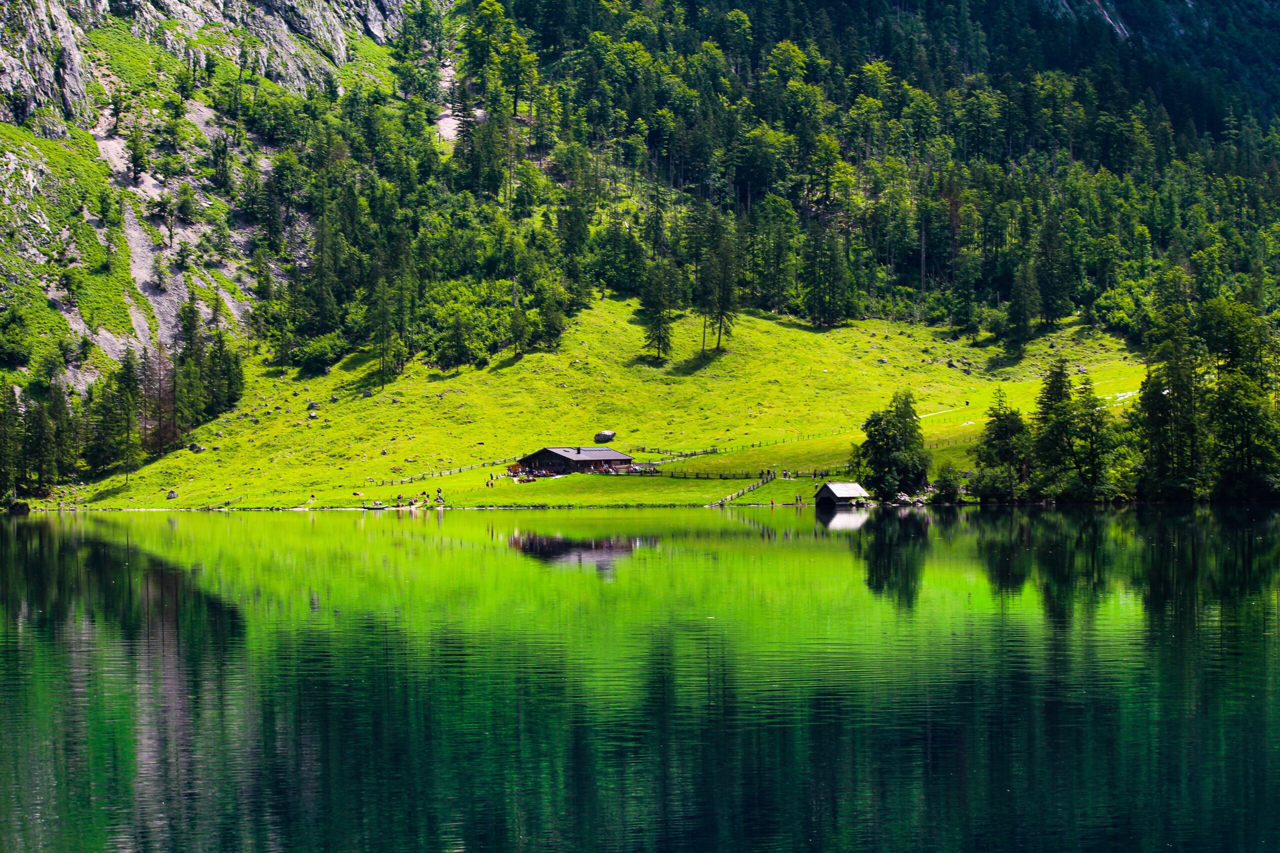 Obersee mirror reflection near the Königssee, Berchtesgaden