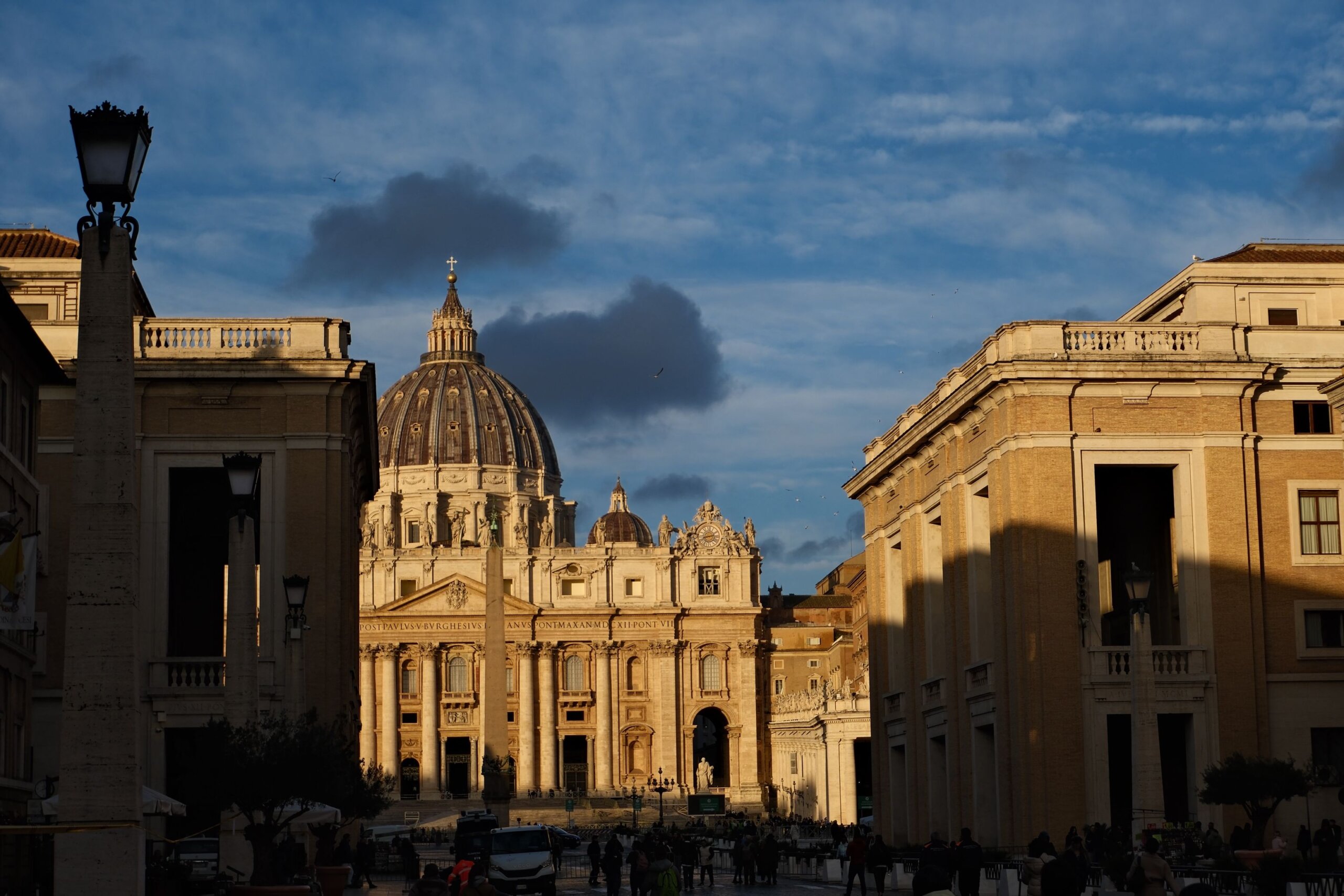 St. Peter's Basilica in Rome at golden hour