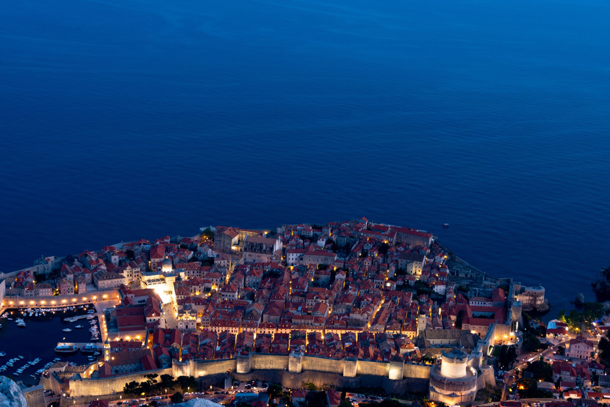 Dubrovnik old town and its walls above the Adriatic Sea