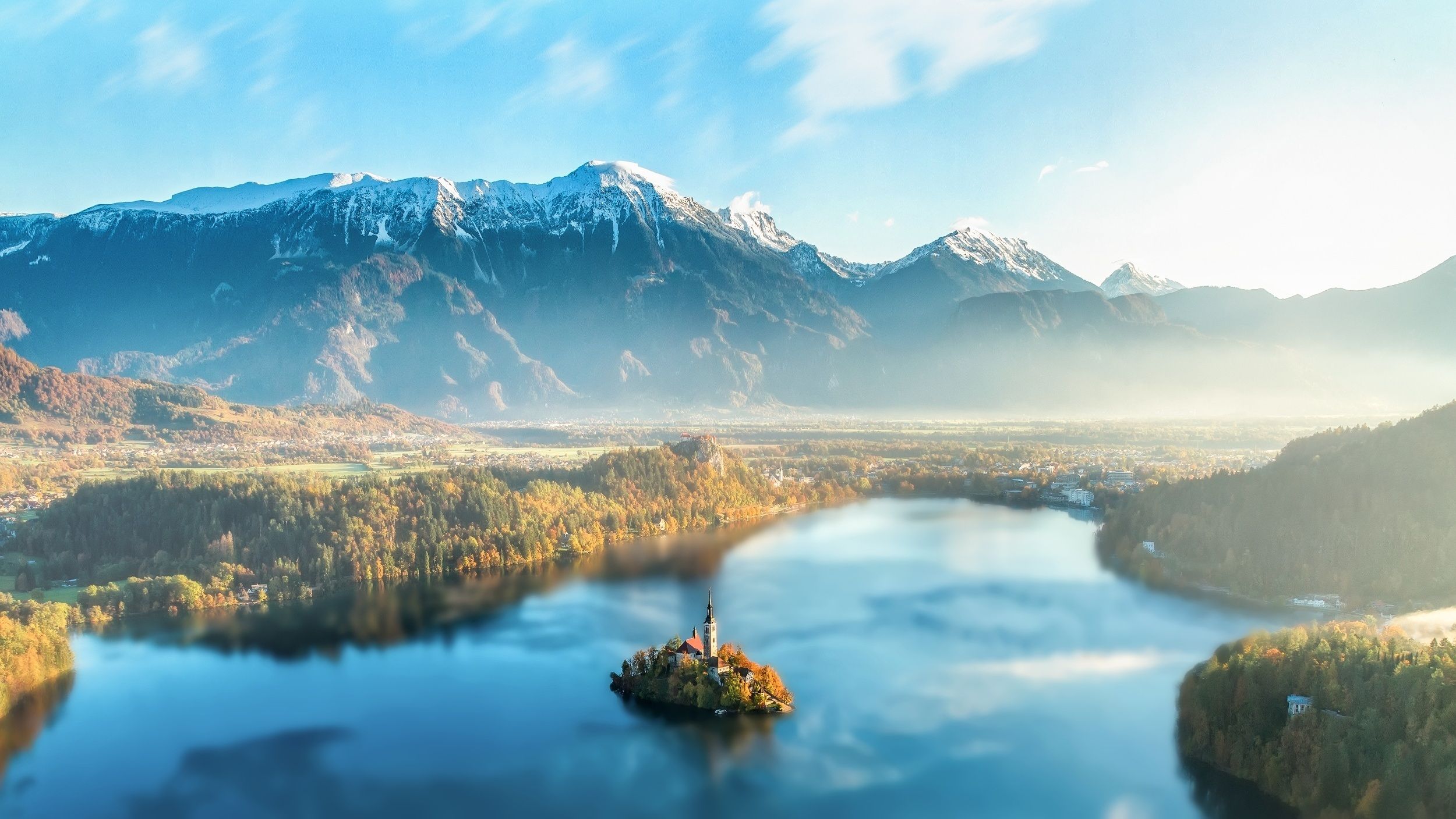 Lake Bled with its island church in Slovenia